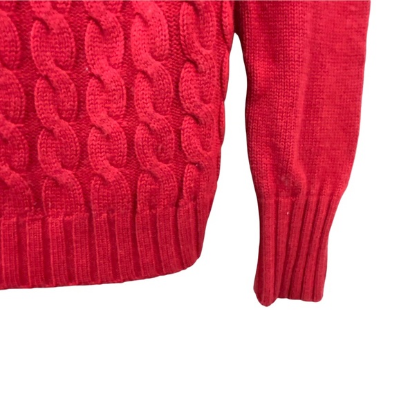 Banana Republic Wool Cashmere Blend Cable Knit Mixed Knit Cowl Neck Red Sweater - Picture 8 of 16